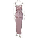EVE Fashion Backless Tie Up Split Sling Maxi Dress BLG-D238241K
