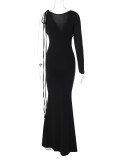 EVE Fashion Single Shoulder Long Sleeve Maxi Dress BLG-D2A10652A