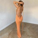 EVE Sexy Tie Up Backless Solid Maxi Dress BLG-D248434A
