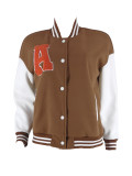 EVE Color Block Long Sleeve Print Baseball Jacket ZDF-31323
