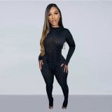 EVE See Through Mesh Long Sleeve Jumpsuit NY-2989