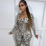 EVE Leopard Print Backless Long Sleeve Jumpsuit OLYF-6139