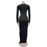 EVE Solid Color Long Sleeve Slim Bandage Dress BY-6793