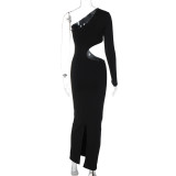 EVE Sexy Hollow Out Single Long Sleeve Long Dress BLG-D3813933A
