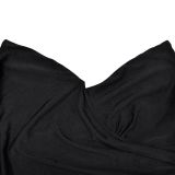 EVE Long Sleeve Pleated Backless Split Maxi Dress BY-6797
