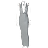 EVE Sexy V-neck Backless Sleeveless Maxi Dress BLG-D238018K
