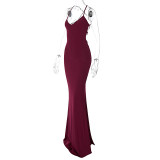 EVE Sexy Backless Tie Up Pleated Maxi Dress BLG-D3914151K