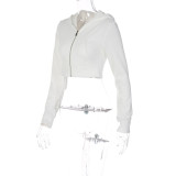 EVE Fashion Zipper Hooded Slim Crop Tops BLG-T2910448A