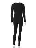 EVE Long Sleeve V Neck Sport Jumpsuit BLG-P3914317A