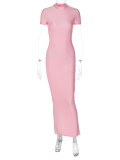 EVE Short Sleeve Backless Split Maxi Dress BLG-D3312103A