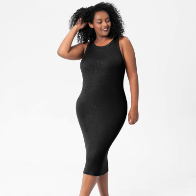 EVE Round Sleeveless Tight Knit Midi Dress GMDI-36942