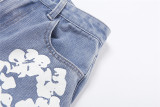 EVE Street Fashion Printed High Waisted Straight Leg Jeans DLSF-W22P20843