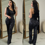 EVE Sleeveless Single Shoulder Sequin Jumpsuit BY-6778