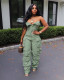 EVE Fashion Sexy Wrap Chest Single-breasted Multi-Pocket Jumpsuit GHKC-13579