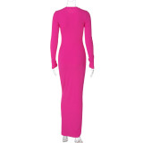 EVE Solid Color Long Sleeve Maxi Dress BLG-D3914162A