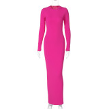 EVE Solid Color Long Sleeve Maxi Dress BLG-D3914162A