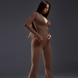 EVE Solid Color Long Sleeve Yoga Sport Jumpsuit BLG-P3A14359A