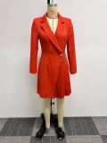 EVE Fashion Pleated Splicing Blazer Midi Dress NY-10671