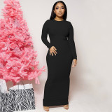 EVE Solid Color Long Sleeve Maxi Dress BLG-D3914162A