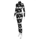 EVE Fashion Print High Neck Midi Dress BLG-D186134K