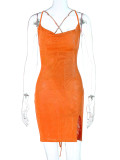 EVE Sexy Backless Solid Color Bandage Dress BLG-D3412462K