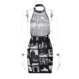 EVE Sexy Print Sleeveless Backless Mini Dress BLG-D3312062A