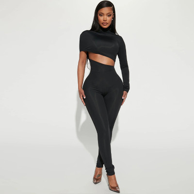 EVE Long Sleeve Single Shoulder Jumpsuit BLG-P3713396A