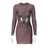 EVE Fashion Hollow Out Long Sleeve Mini Dress BLG-D269057A