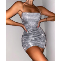 EVE Sexy Sling Pleated Mini Dress BLG-D114534A