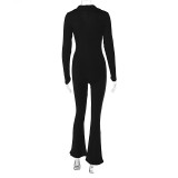 EVE Long Sleeve Lapel Slim Jumpsuit BLG-P1A6913K