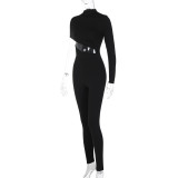 EVE Long Sleeve Single Shoulder Jumpsuit BLG-P3713396A