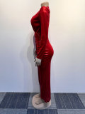 EVE Slim V Neck Hollow Out Maxi Dress NY-3101
