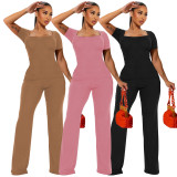 EVE Short Sleeve Solid Color Two Piece Pants Set ME-8483