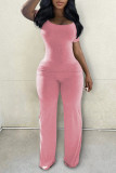 EVE Short Sleeve Solid Color Two Piece Pants Set ME-8483