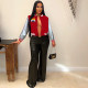 EVE Embroidered Color Block Spliced Baseball Jacket MDF-5390