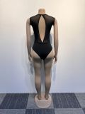 EVE Hot Drill Mesh Backless Bodysuit Split Skirt 2 Piece Set NY-2977