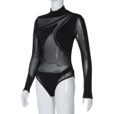 EVE Mesh Patchwork See Through Bodysuit BLG-P3C15114K