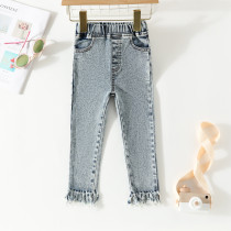 EVE Kids Girl Solid Color Washed Tassel Jeans YKTZ-2021