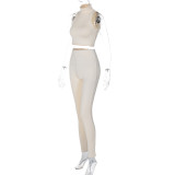 EVE Sleeveless High Neck Vest And Pants Sport 2 Piece Set BLG-S3B15056W