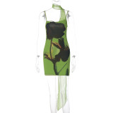 EVE Sexy Print Backless Sling Mini Dress BLG-D3B15037K