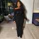 EVE Slash Shoulder Feather Patchwork Jumpsuit NY-10688