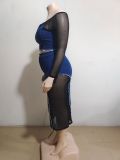 EVE Fashion Mesh Patchwork Denim Two Piece Skirts Set GAKF-A31003