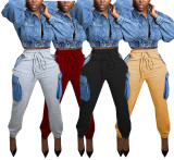 EVE Fashion Color Block Patchwork Loose Pants GAKF-A8132