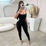 EVE Sexy Sling Backless Solid Color Jumpsuit XEF-40863