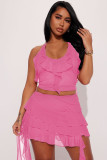 EVE Mesh See Through Ruffles Sexy Two Piece Skirt Set ME-8298