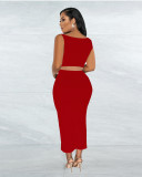 EVE Rib Vest Slim Half Body Skirt 2 Piece Set ME-8281