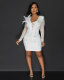 EVE Hot Diamond Mesh Splicing V-neck Feather Mini Dress NY-3116