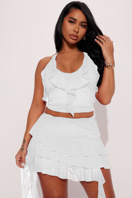 EVE Mesh See Through Ruffles Sexy Two Piece Skirt Set ME-8298