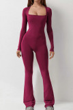 EVE Long Sleeve Square Neck Flare Jumpsuit QSF-51093