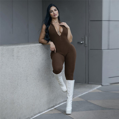 EVE Sleeveless Low Neck Backless High Waisted Jumpsuit XEF-40867
